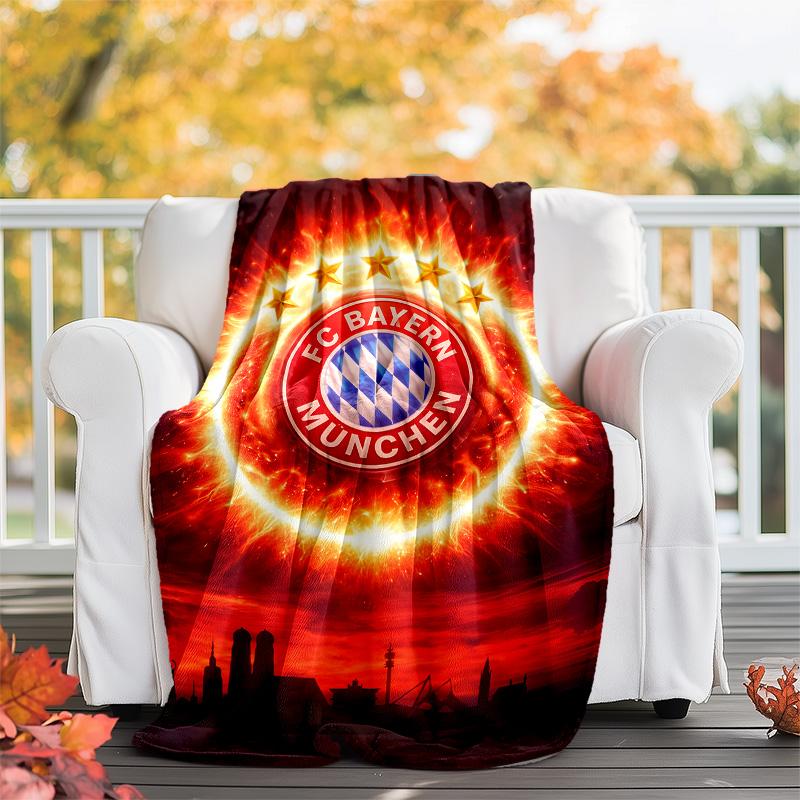 1pc B-Bayern Munich (6) Theme Blanket - Digital Print, Polyester, Cozy for All Seasons, Perfect for Outdoor, and Travel