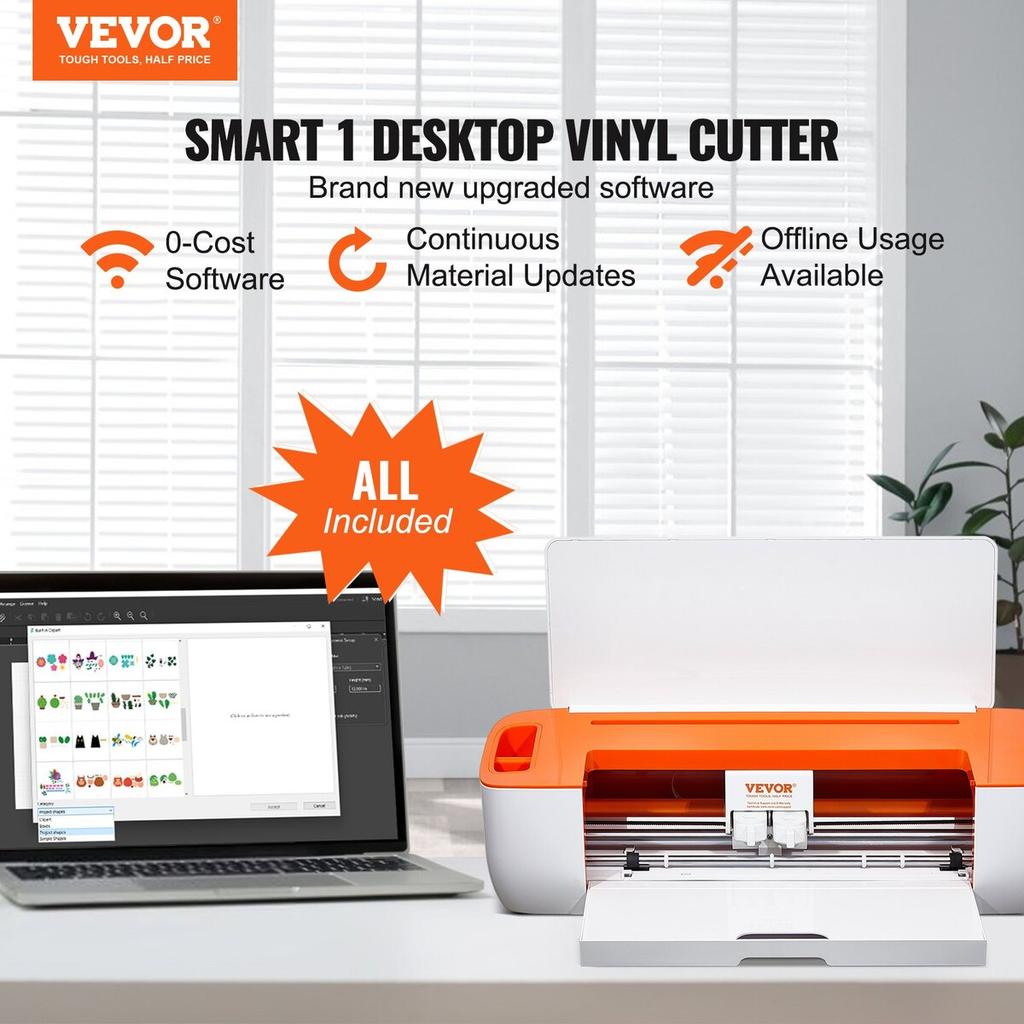 Vinyl Cutter Machine, Bluetooth Connectivity DIY Cutting Machine, Compatible with iOS, Android, Windows and Mac, Massive Designs Included, for
