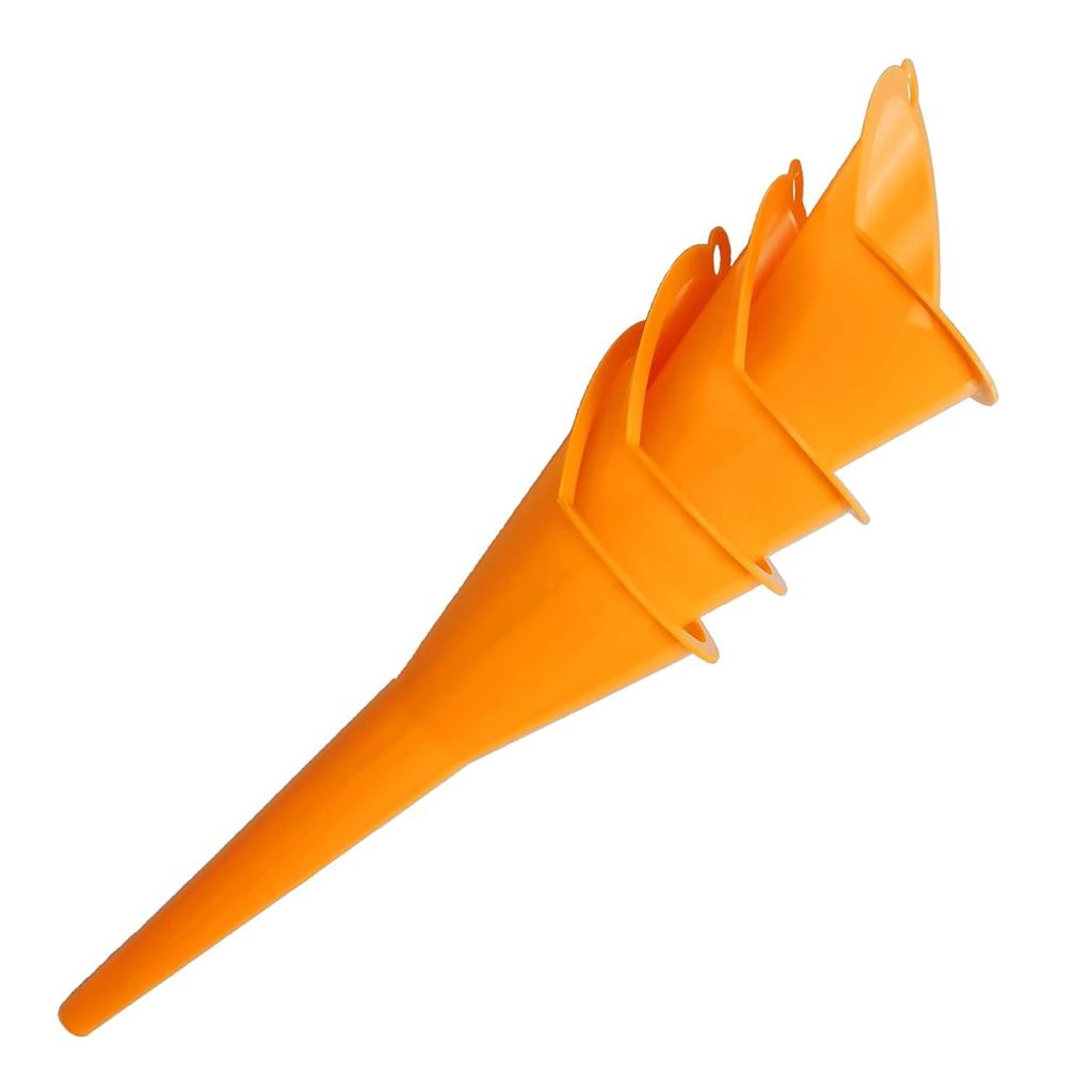 Annurssy Multi-Function Plastic Long Neck Oil Funnel - for All Automotive Oils Lubricants Engine Oils Water Diesel Fuel Kerosene and Other Liquids (4