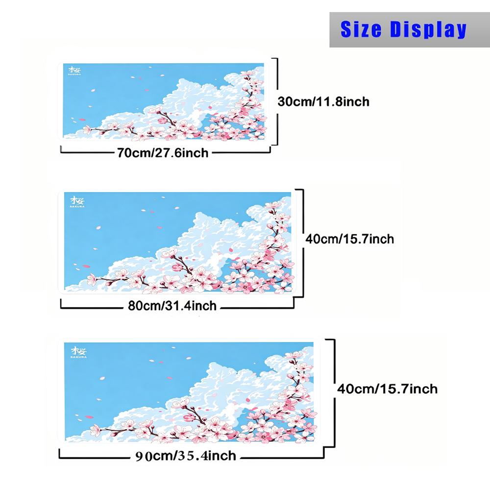 Cherry Blossom Theme MousePad Large Computer Office Game Table Mat Rubber Anti-slip Stitched Keyboard Mat 90x40 XXL Desk Pad