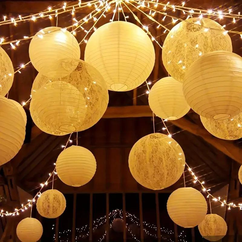 Latest Models Elegant White Chinese Lanterns round Paper Lampshade for Party Holiday Wedding Decoration Lampion Hanging Ball