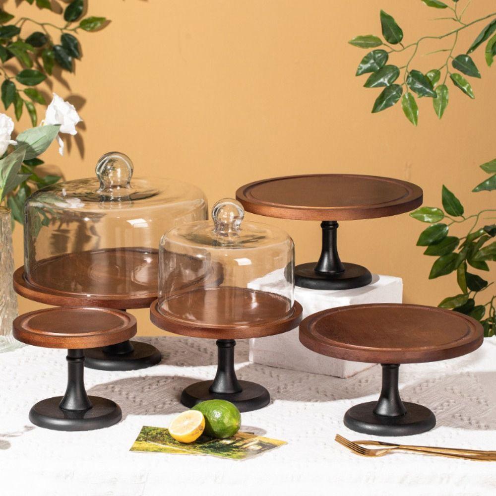 Circular Shape Wooden Cake Stand High Base Fruit Snacks Storage Tray  Wedding