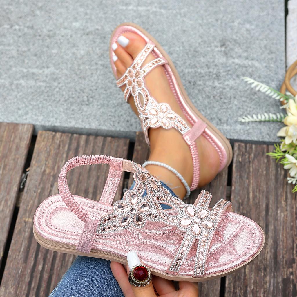 Fashion Women's Sandals Fashion Women Summer Sandals 2025 New Summer Shoes for Women Low Heels Flat Sandalias Mujer Crystal Footwear