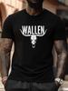Plus Size Wallen Longhorn Skull Graphic T-shirt - Black Casual Summer Tee with White Bull Head Design