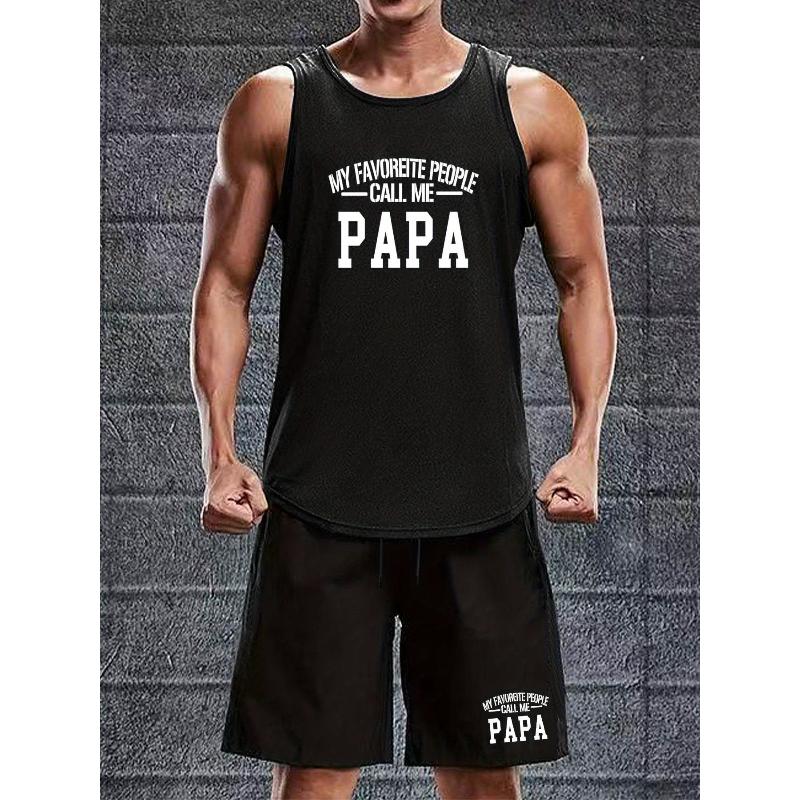 

Tank Top and Shorts Set Moisture Wicking Quick Dry XXL чорний