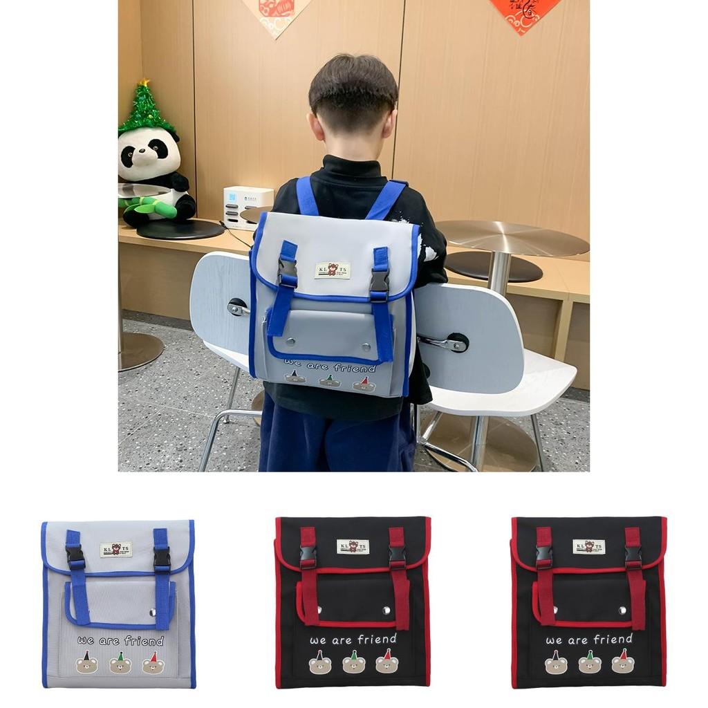 Adorable Cartoon Bear Nylon Backpack For Kids With Breathable Design And Trendy Color Blocking