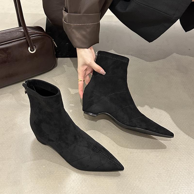 Fashion SUOJIALUN 2025 New Brand Women Ankle Boots Fashion Pointed Toe Square Med Heel Ladies Casual Short Boots Outdoor Dress Pumps Sho