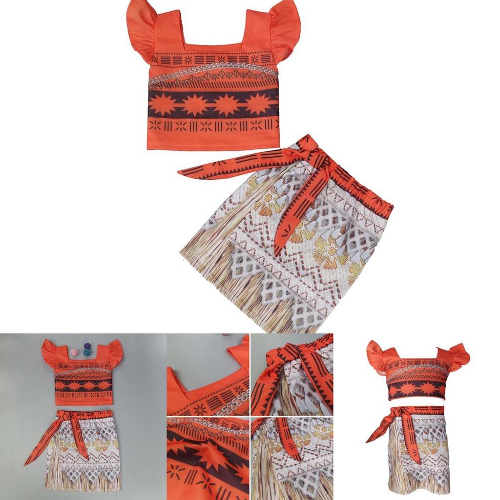 Rozkošný kostým havajské princezny Moany pro malé holčičky, dvoudílný outfit pro cosplay zábavu