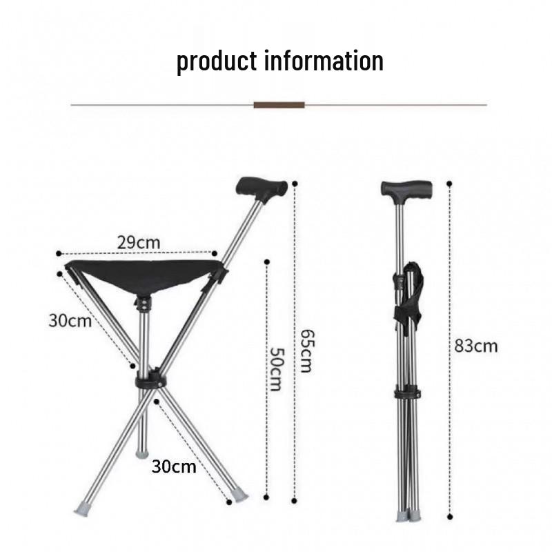 Portable Folding Cane Stool: Lightweight, Non-Slip Hiking and Commuting Aid for Seniors