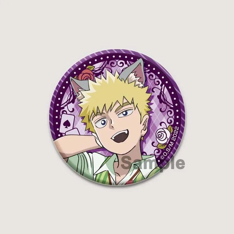 32/44/58mm Japanese Anime Mob Psycho 100 Badges On Backpack Accessories Lapel Pins Cartoon Brooches for Clothes Bag Decor Fans Gifts