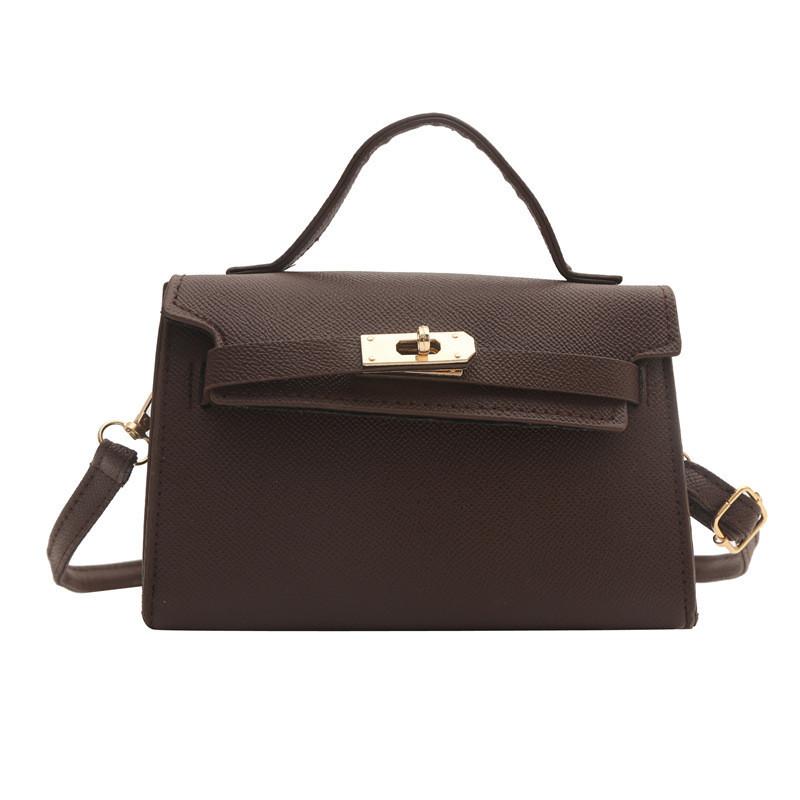 

Stylish Pu Shoulder Bag With Stitching Details And Lock Buckle Closure кавовий