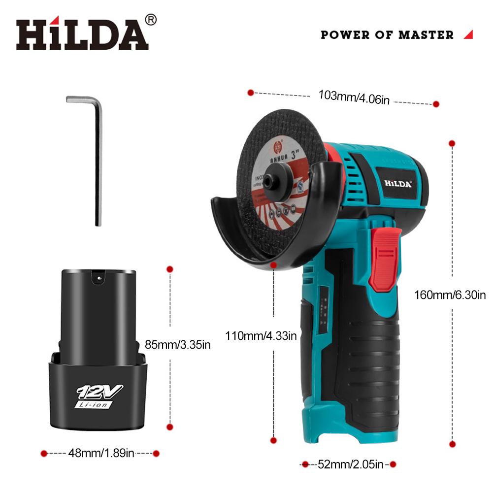 12V Brushed Angle Grinder 19500RPM Rechargeable Grinding Tool Cordless Polishing Machine Diamond Cutting Grinder Electric Tool