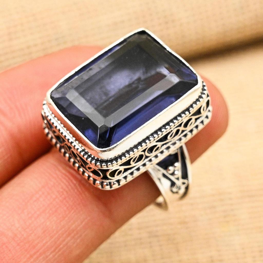 Iolith Edelstein Handgefertigt 925 Sterlingsilber Ring Schmuck Für Memorial Day