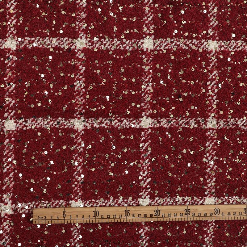 West aNH Bohemian Sequin Plaid Tweed Fabric, 430g 100% Polyester, Coarse Woolen for Autumn/Winter Coats