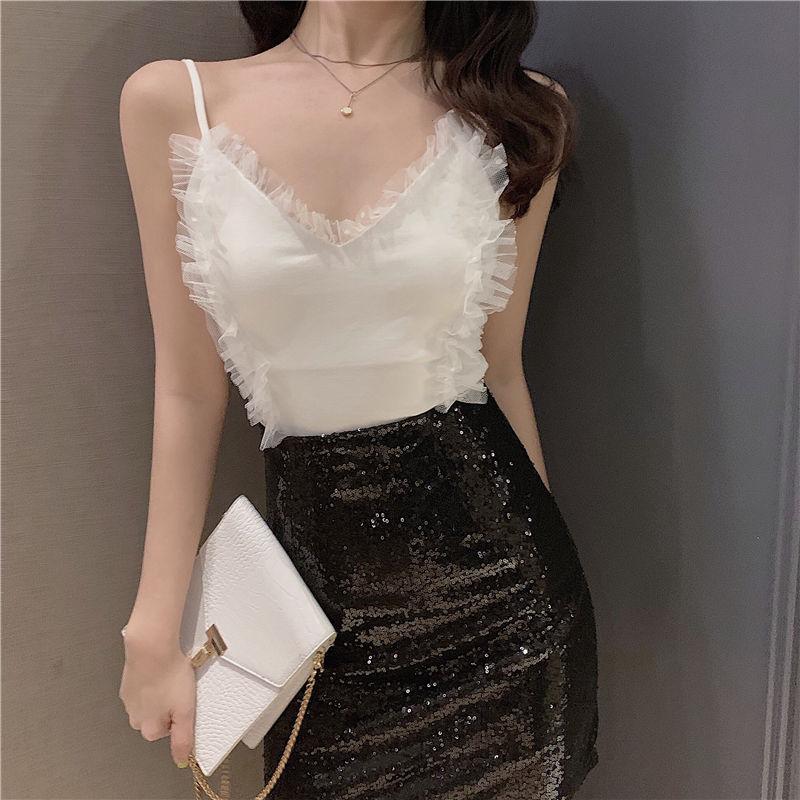 Summer Slimming Lace Vest Outer Wear Versatile V Neck Camisole Base Layer