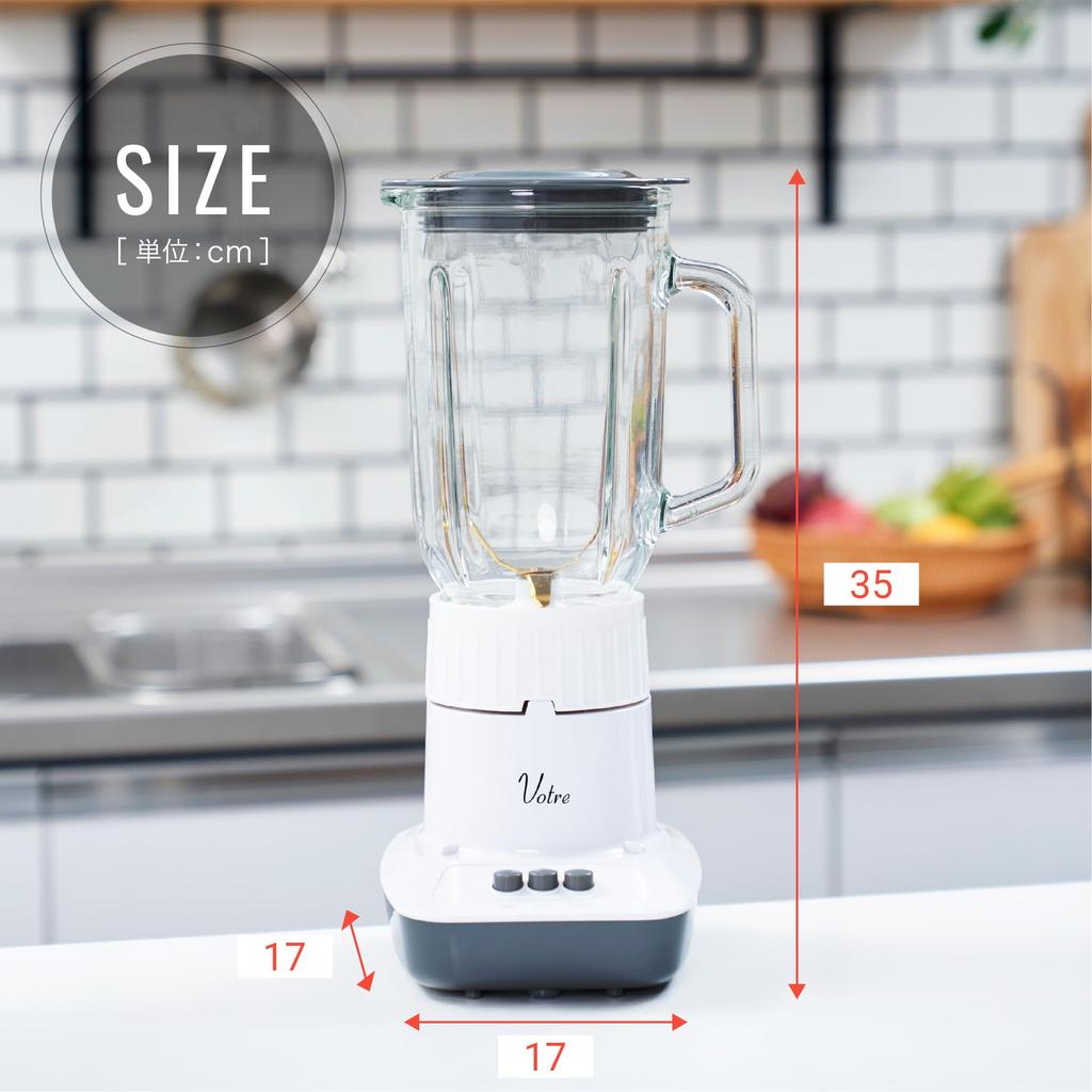 Yamazen Juicer, Ice Crushing, Juice Mixer, 1000ml, Vegetable, Fruit, Smoothie, Glass Bottle, Blender, Votre, White, MJA-G100(W)