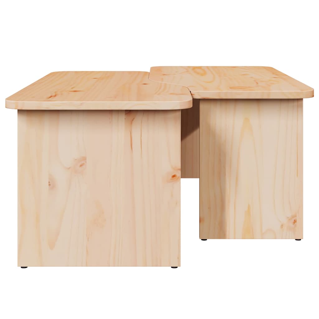 Coffee Table Set 2 pcs Natural Solid Pine Wood