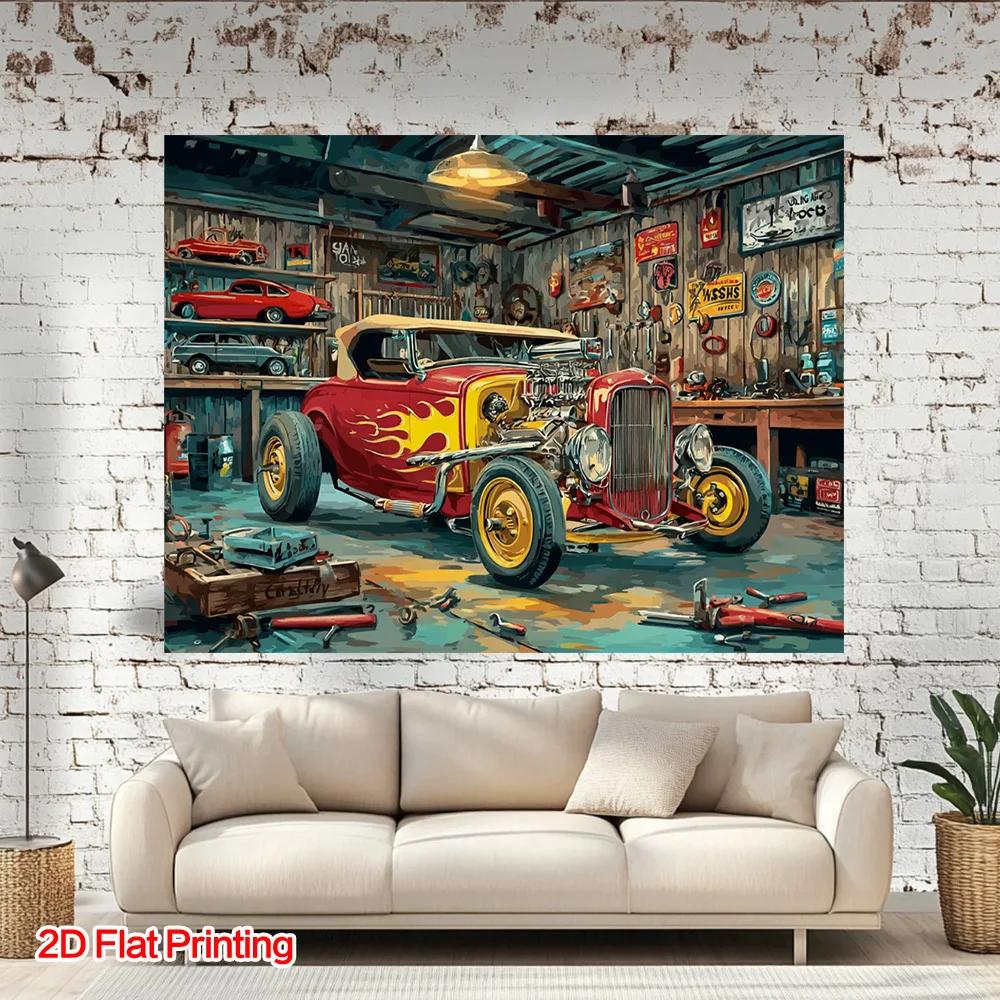 One 2D Flat-print Vintage Workshop Photography Background Made of Polyester Fabric Suitable for Home Garden and Studio.