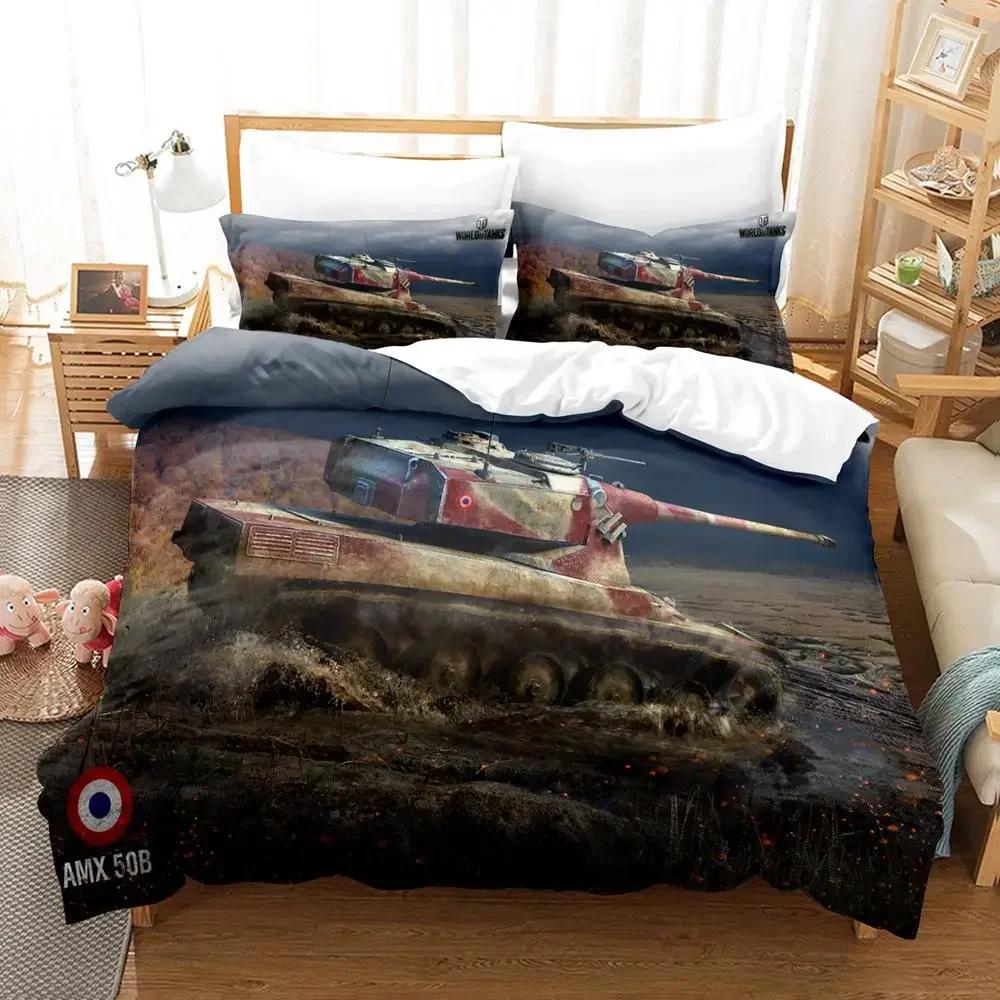 Tank Duvet Cover Set King Size War Theme Bedding Set Dirt Bike Quilt Cover for Kid Boys Men Comfortable Microfiber Quilt Cover