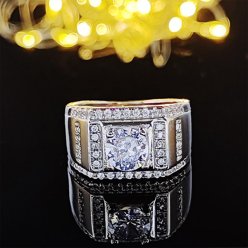

Men s Retro Luxury Large Diamond Ring - European & American Style, R4488 Size 8 белый