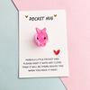 7Pcs Bunny Pocket Hug Card Positive Keepsake Card with Cute Resin Mini Bunny Emotional Support Card Gift for Friends Easter Basket Stuffers