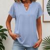 Women short sleeve striped patchwork V neck casual loose fit tunic top soft knit pullover tee shirt blouse