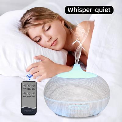 550ml Dřevěný Aroma difuzér esenciálních olejů, 7 barev, Dálkové ovládání, Jóga & Relaxace Aromaterapie