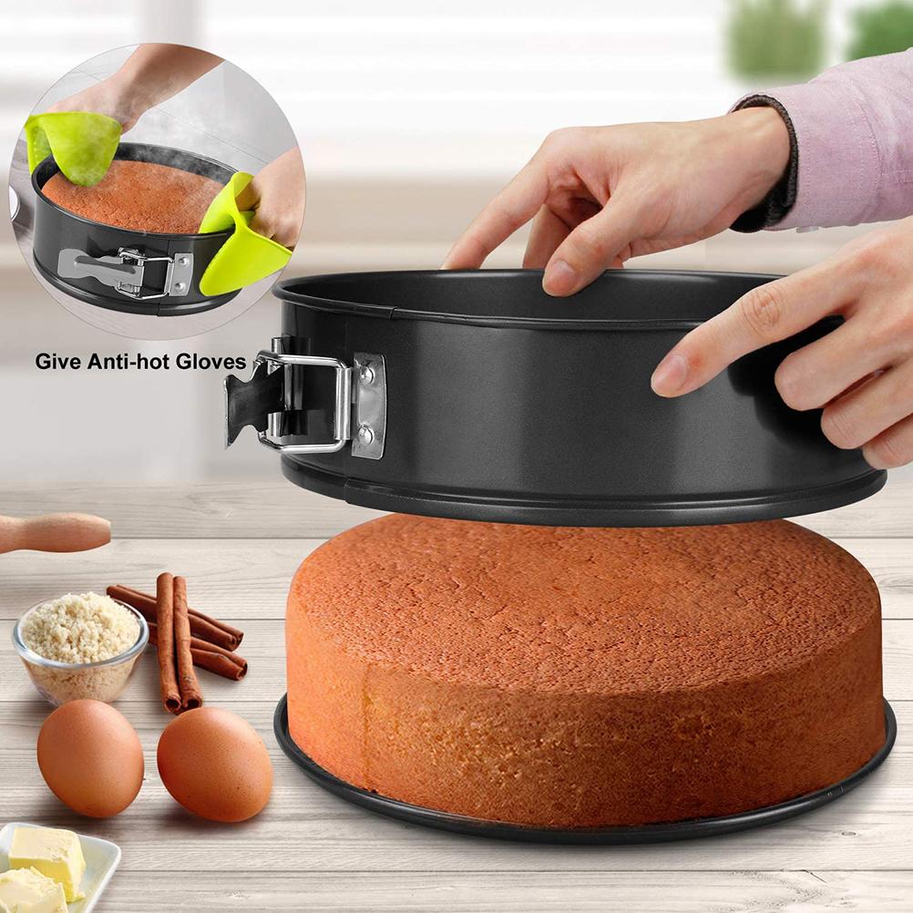 3Pcs Cake Tins Round Springform Cake Tin Set Flat Base Cake Tins Leak Proof Round Baking Tins