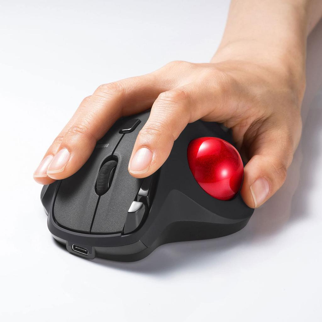 Sanwa Supply Wireless Trackball (Silent, 5 Buttons, Thumb Operation) MA-WTB185BK