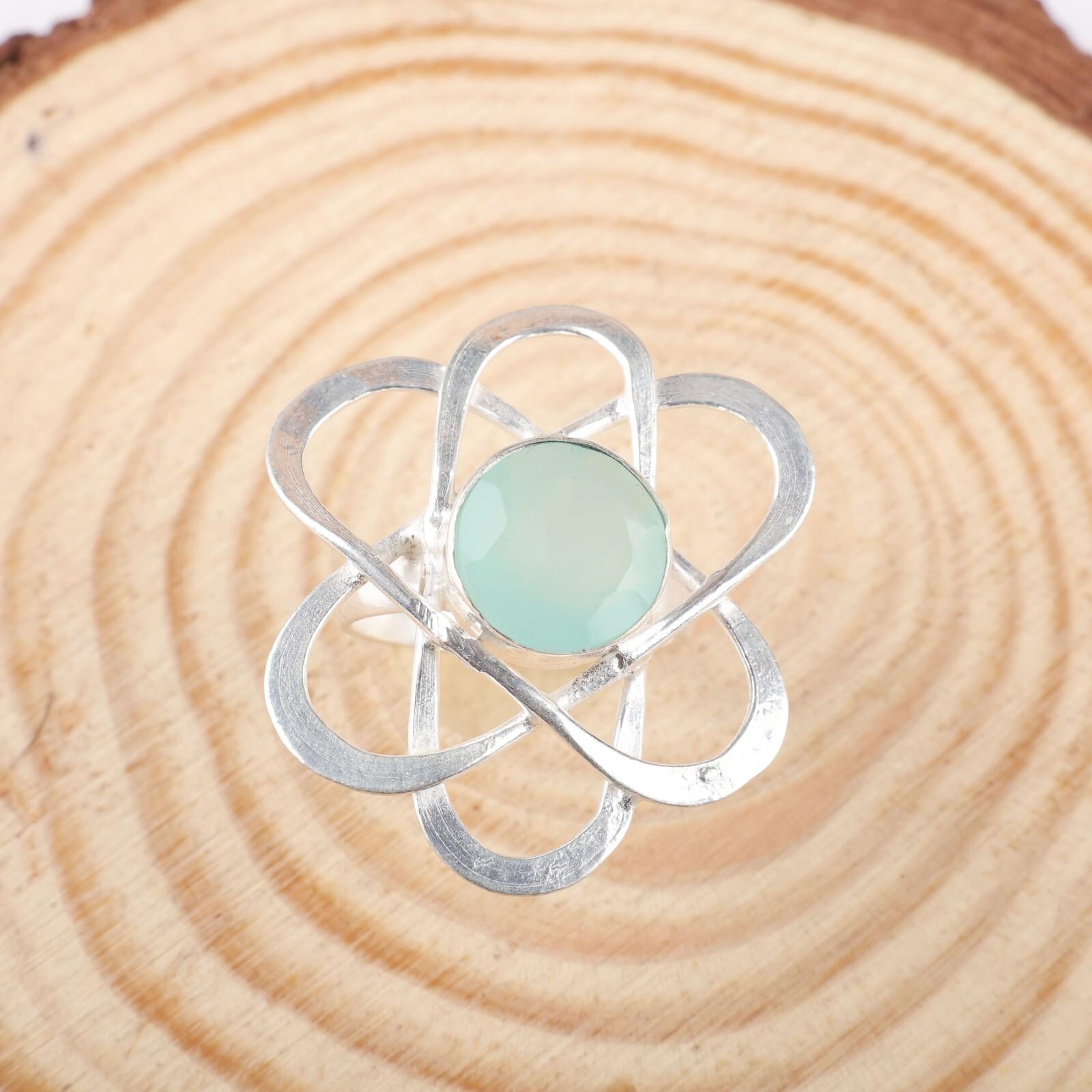 

Aqua Chalcedony Gemstone 925 Sterling Silver Jewelry Handmade Ring Gift For Her RR-21-17 13
