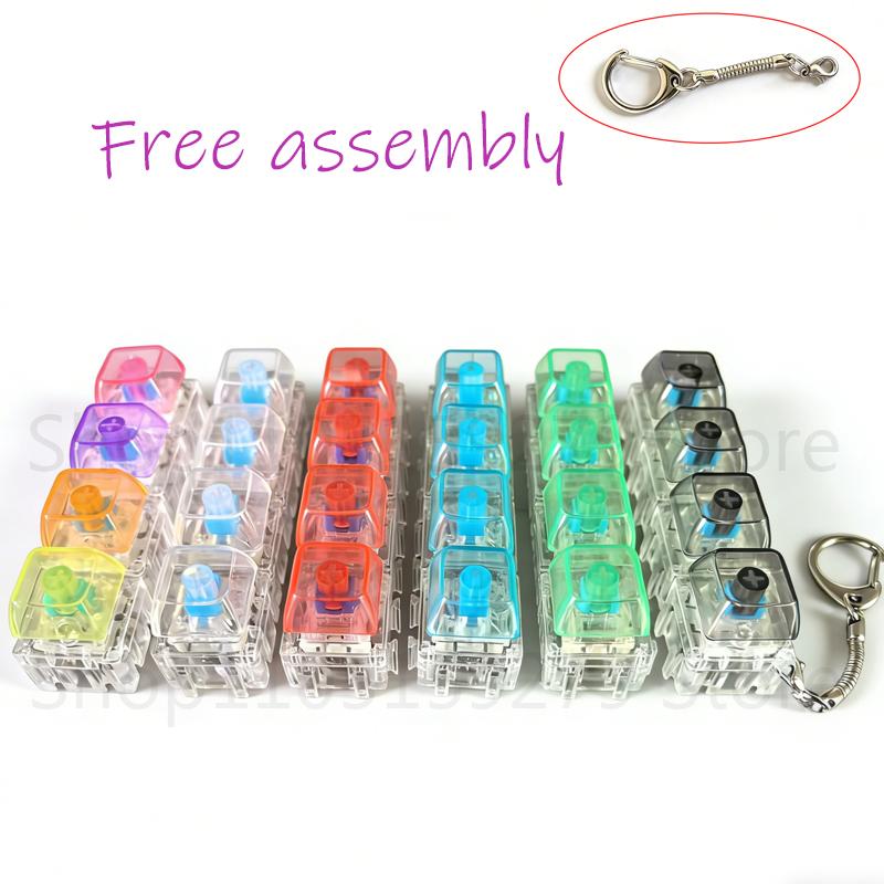 *Led Free Assembly Keyboard Keychain Fidget Toy Crystal Clicker Sensory Toy Stress Relief Keyboard Keychain Adult Children'S Toy