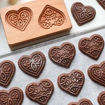 Molde de Madera para Galletas de Mantequilla DIY Corazón de Frambuesa Tallado Molde para Galletas de Jengibre Cortadores de Cocina Moldes Para el Día de San Valentín Fiesta de Pascua