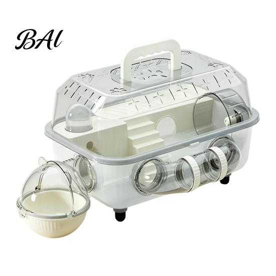 Pet Cage with Stairs Hamster Tunnel, Transparent House Running Wheel Golden And Water Dispenser, 2-Tier Habitat Playpen for Small Pets Breathable