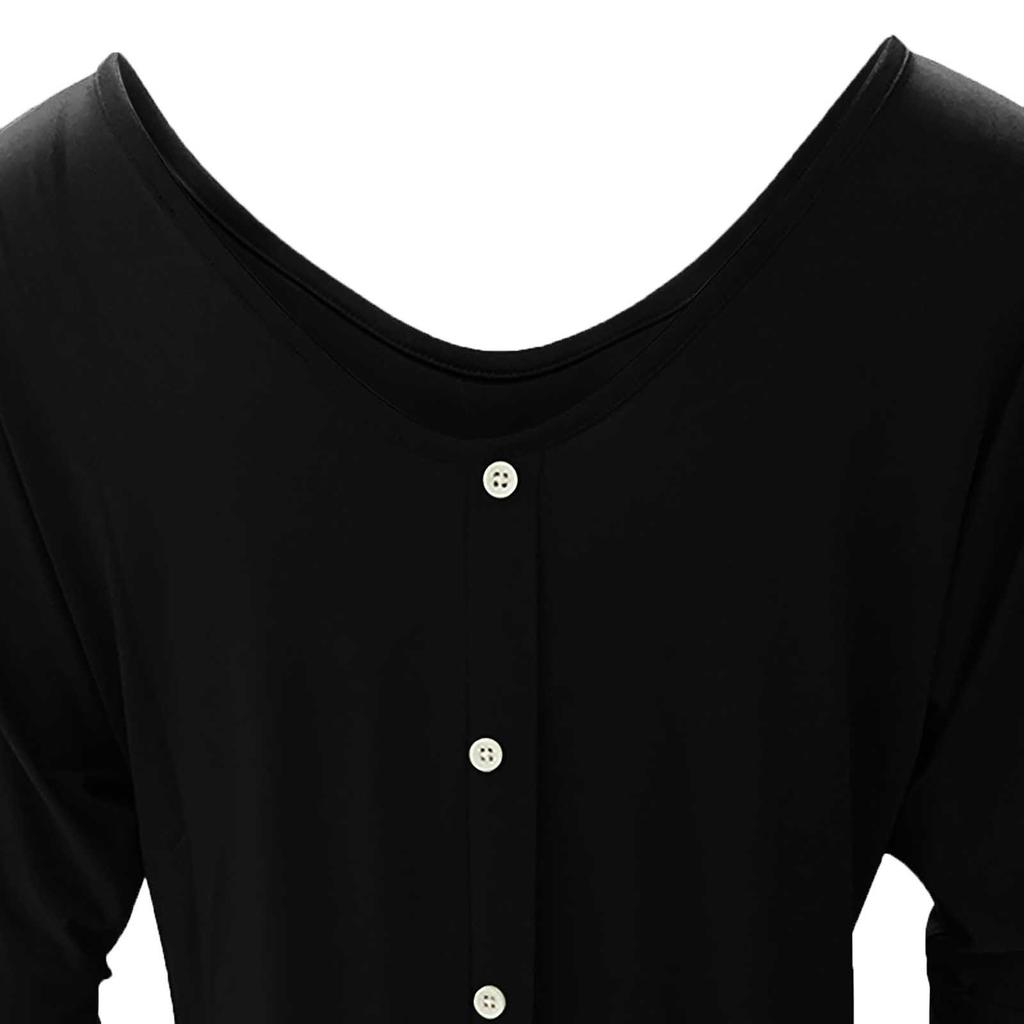 Fashion Color V-neck Sleeve T-shirt Women Back Button Short Sleeve Loose Slim T-shirt