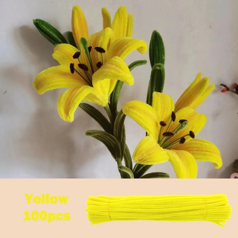 100Pcs Colorful Chenille Stems Pipe Cleaners Plush Tinsel Stem Wired Twist Sticks Hair Strip Diy Craft Educational Toys Handmade