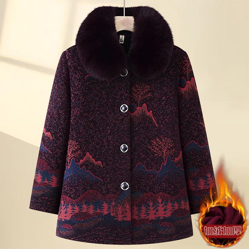 

Autumn and winter old lady mink coat warm winter clothes fleece thickened clothes outer suit 5XL [recommended 150-80kg] фіолетовий