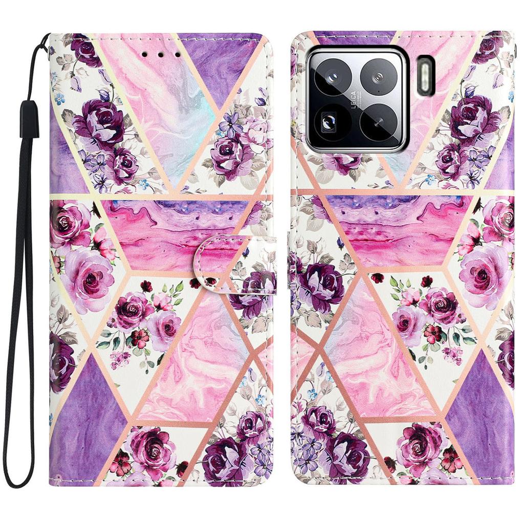 For Xiaomi 15 Pro Wallet Case PU Leather Pattern Printing Stand Phone Cover with Strap