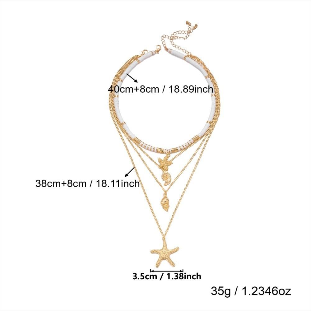 3Pcs/Set Bohemian Shell Pendant Necklaces Multilayer Seashell Choker Beaded Starfish Choker Women