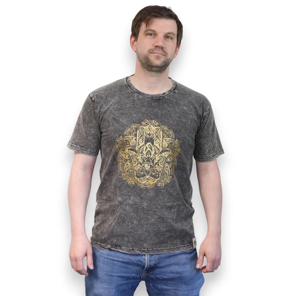 Hamsa T-Shirt Stone Washed Dark Grey Small