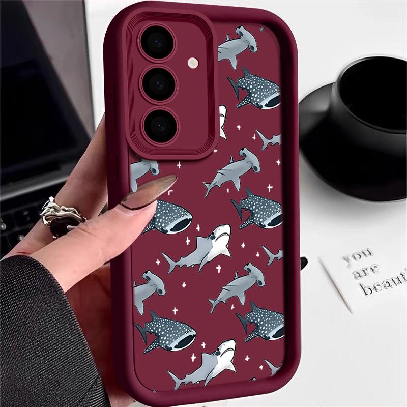

Чехол с рисунком китовой акулы для Samsung Galaxy S25 Edge S24 S25 S23 S22 Ultra S24 FE A56 A55 A54 A36 A26 A15 A16 5G TPU чехол для телефона Galaxy S23+