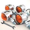 Hiro World Trade Motorcycle Bullet Turn Signals 4 Pcs Universal Spanner Included American Turn Signal Harley Silver Orange