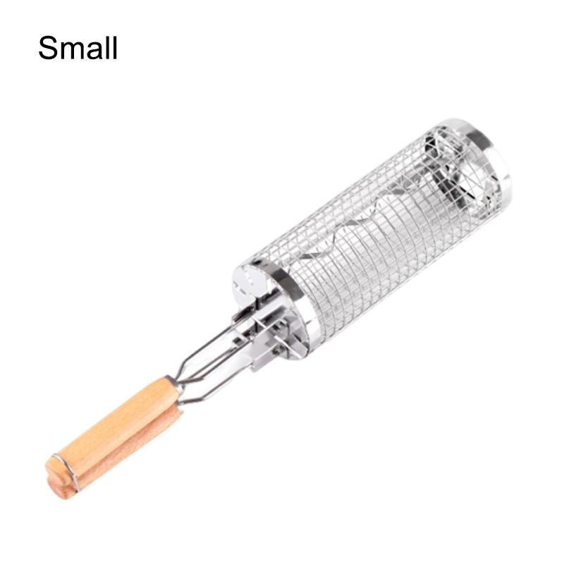 

Передвижная корзина для гриля из нержавеющей стали, переносные корзины для гриля для рыбы, креветок, мяса, овощей, картофеля фри, аксессуар для гриля для барбекю Small