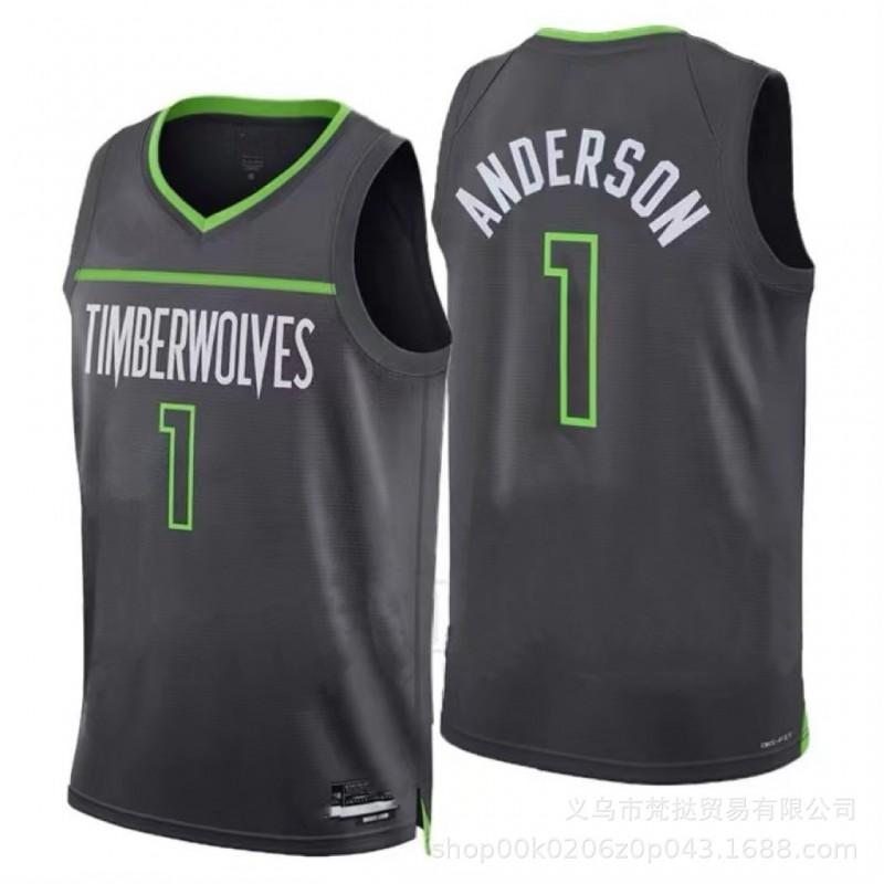 Męska Koszulka do Koszykówki Minnesota Timberwolves Edwards 5 Towns 32 Wiggins 1 Dekolt V Bez Rękawów Bawełniana Koszulka Sportowa