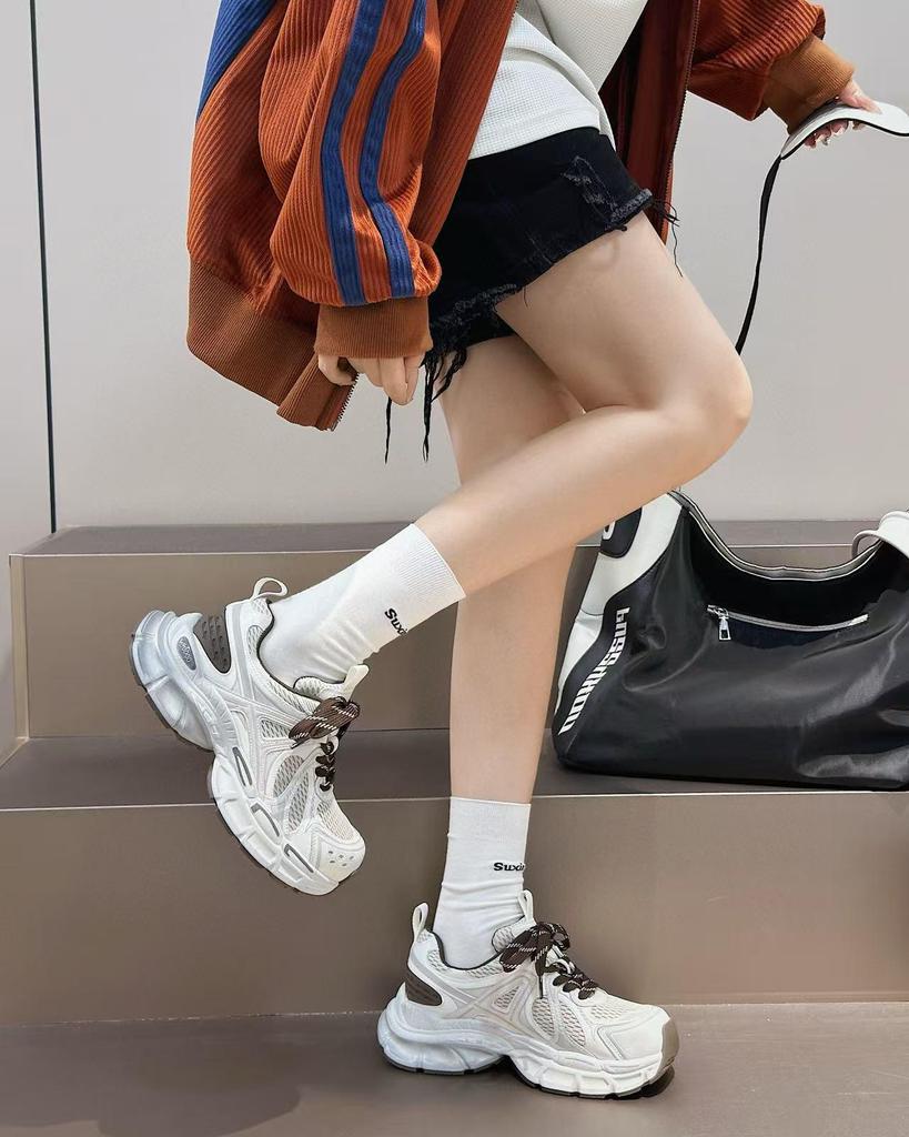 2025 Women's Retro Distressed Dad Shoes - Autumn New Color European Casual Sports Sneakers