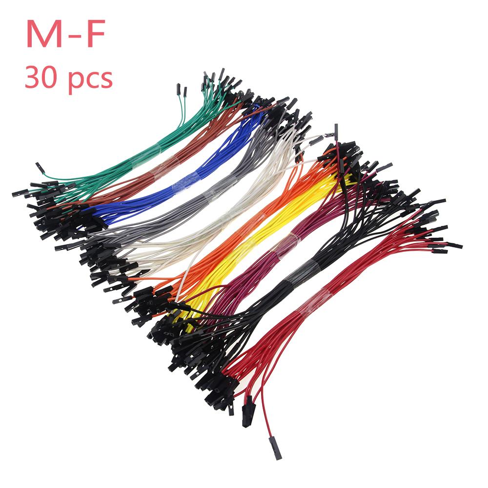 30pcs DIY Electronic Kit Breadboard Dupont Cable 20cm 2.54mm Line Male To  Female Dupont Jumper Wire Cable 1P Connector