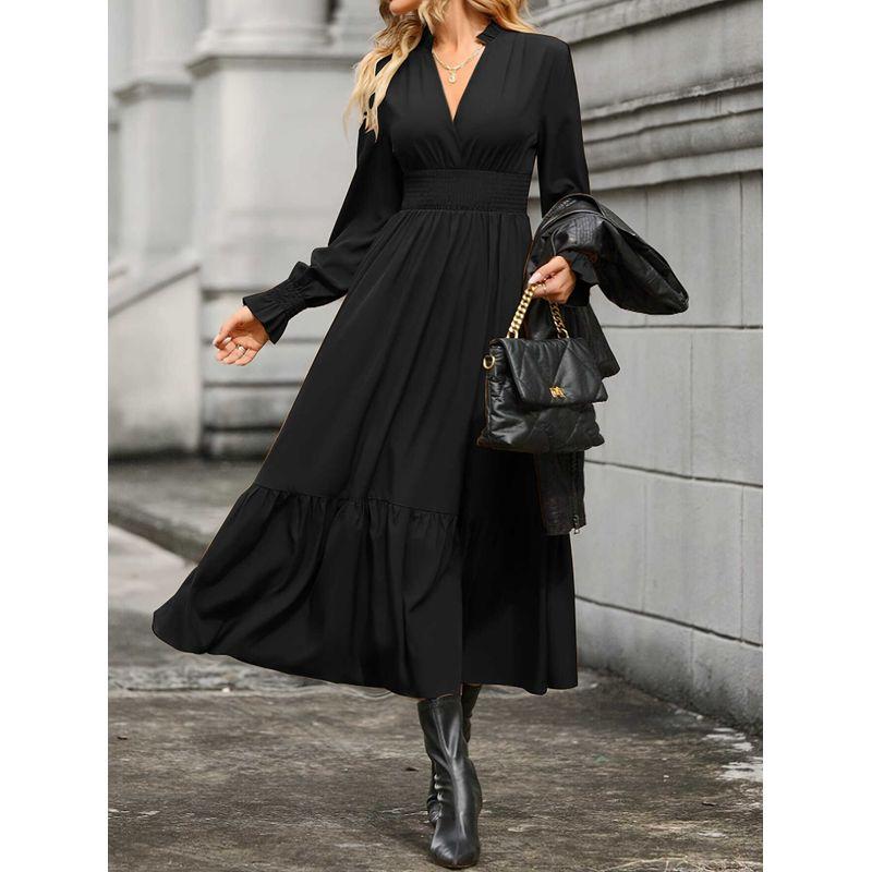 

Romantic Encounter Dyed Lace Dress V Neck Bud Long Sleeves 2024 Spring and Autumn Elegant Long Dress Figure Color S