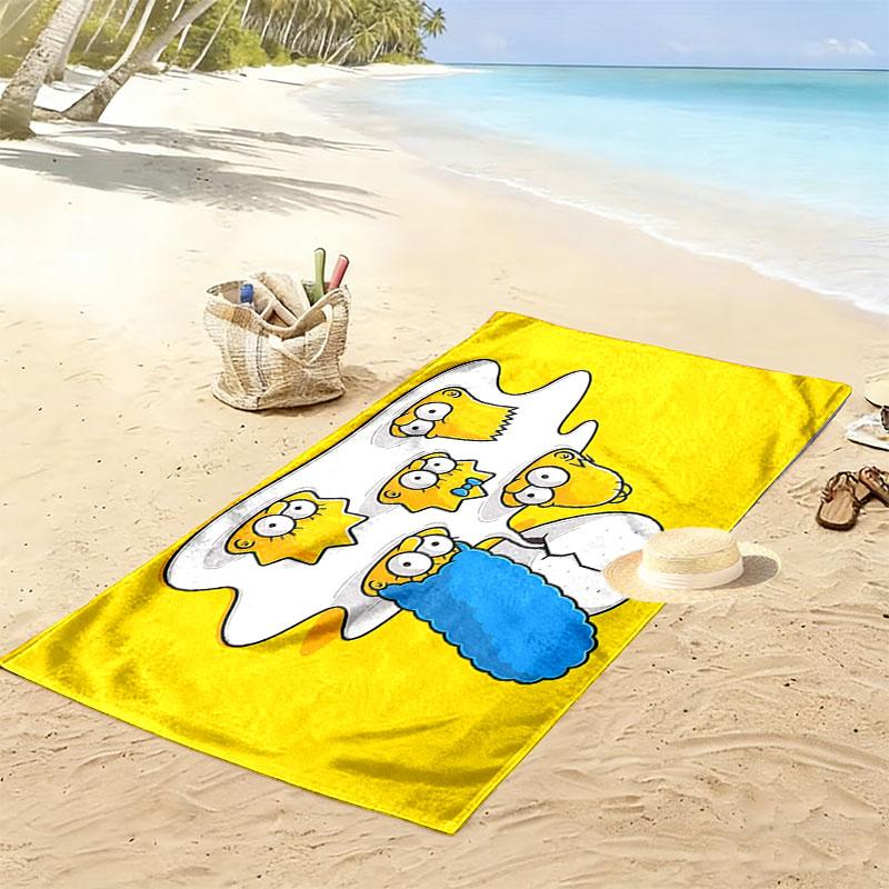 The Simpsons Cartoon Poster Print Beach Towel, Large Soft Quick Dry Towel for Beach Camping Swimming