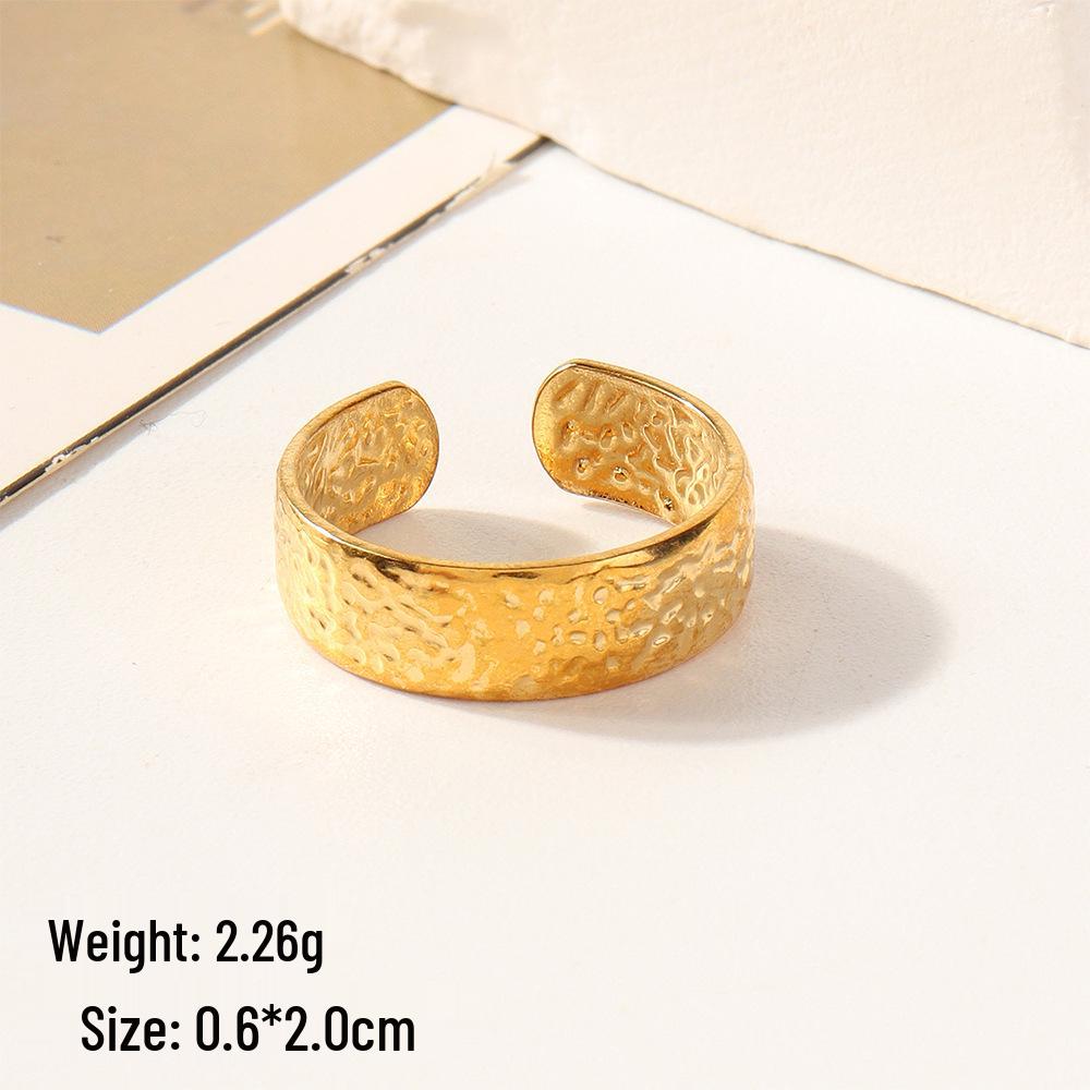 European Chic Irregular Open Ring Set with Creative Convex-Concave Texture for Women