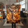 1Pc Cartoon Print Flannel Blanket, High Quality Comfortable for All Seasons, Home Decor, Warmth and Comfort, Perfect for Christmas Birthday Gift