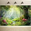 Magical Enchanted Forest Tapestry Wall Hanging Watercolor Woodland Nature Decor Art Prints for Bedroom Living Room Bathroom Apar